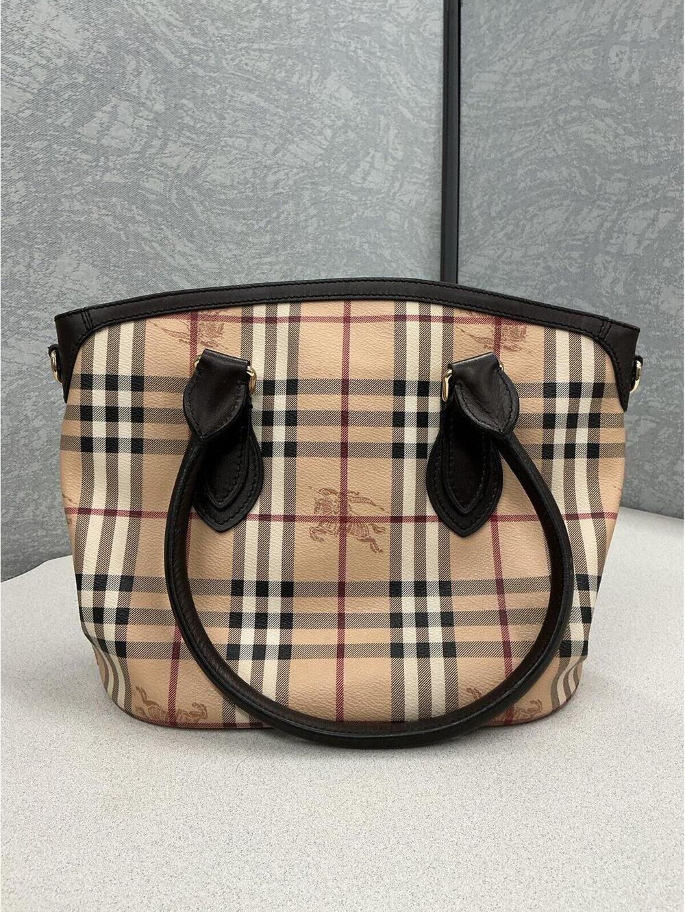 Burberry Haymarket Newfield coated canvas leather tote bag
